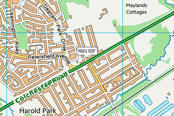 RM3 9SF map - OS VectorMap District (Ordnance Survey)