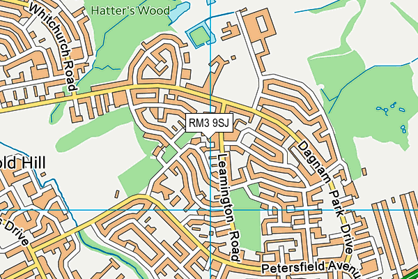 RM3 9SJ map - OS VectorMap District (Ordnance Survey)