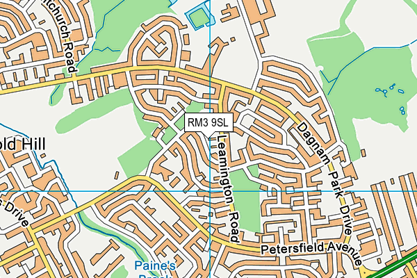 RM3 9SL map - OS VectorMap District (Ordnance Survey)