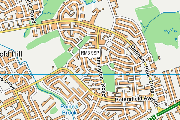 RM3 9SP map - OS VectorMap District (Ordnance Survey)