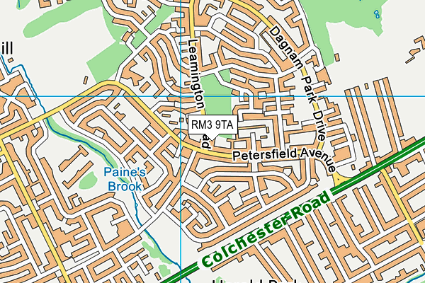 RM3 9TA map - OS VectorMap District (Ordnance Survey)