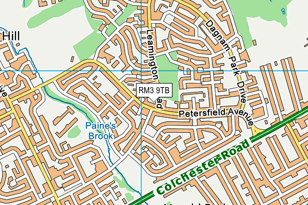 RM3 9TB map - OS VectorMap District (Ordnance Survey)