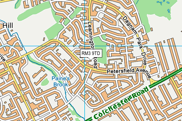 RM3 9TD map - OS VectorMap District (Ordnance Survey)