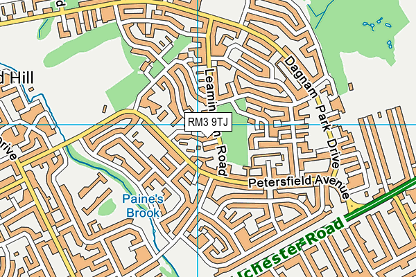 RM3 9TJ map - OS VectorMap District (Ordnance Survey)