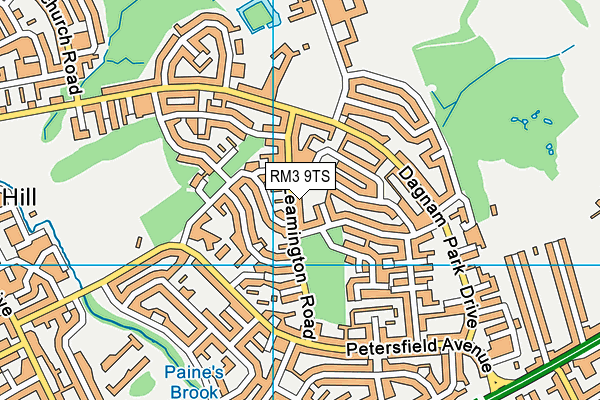 RM3 9TS map - OS VectorMap District (Ordnance Survey)