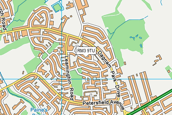 RM3 9TU map - OS VectorMap District (Ordnance Survey)