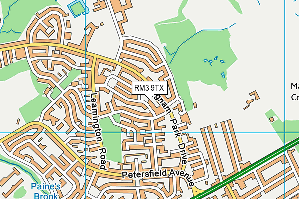 RM3 9TX map - OS VectorMap District (Ordnance Survey)