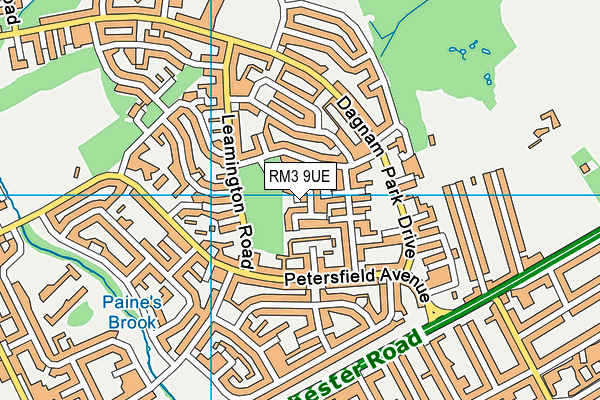 RM3 9UE map - OS VectorMap District (Ordnance Survey)