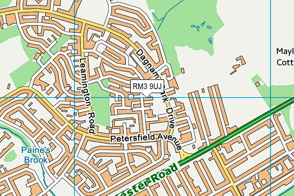 RM3 9UJ map - OS VectorMap District (Ordnance Survey)