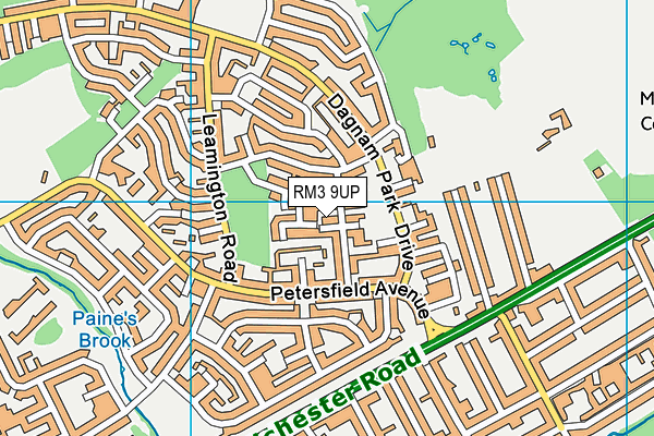 RM3 9UP map - OS VectorMap District (Ordnance Survey)