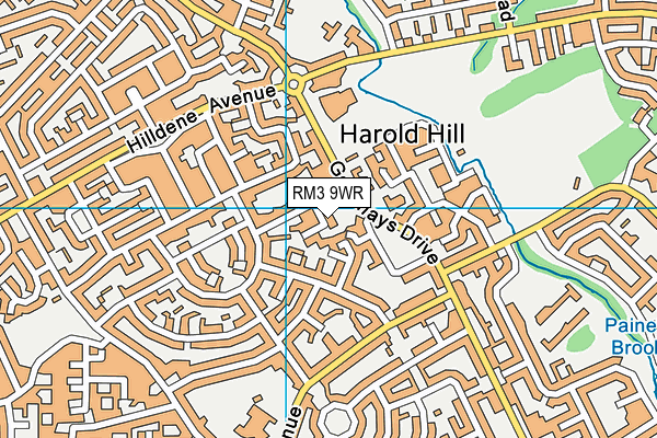 RM3 9WR map - OS VectorMap District (Ordnance Survey)