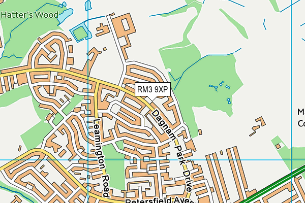 RM3 9XP map - OS VectorMap District (Ordnance Survey)