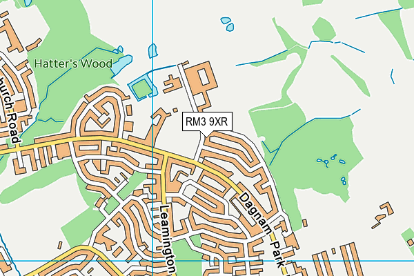 RM3 9XR map - OS VectorMap District (Ordnance Survey)