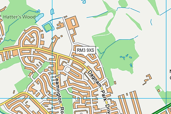 RM3 9XS map - OS VectorMap District (Ordnance Survey)