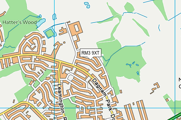 RM3 9XT map - OS VectorMap District (Ordnance Survey)