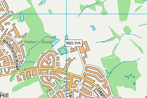 RM3 9YA map - OS VectorMap District (Ordnance Survey)