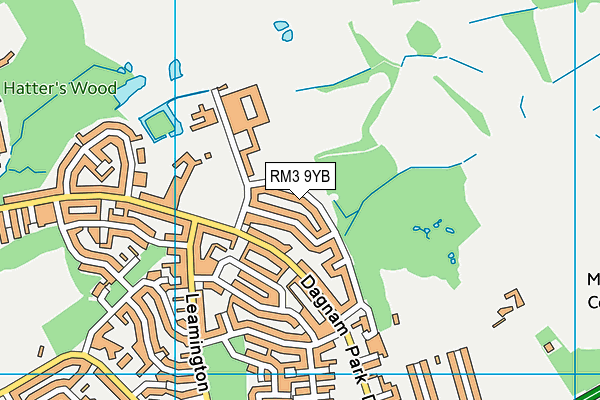 RM3 9YB map - OS VectorMap District (Ordnance Survey)