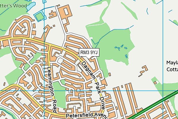 RM3 9YJ map - OS VectorMap District (Ordnance Survey)