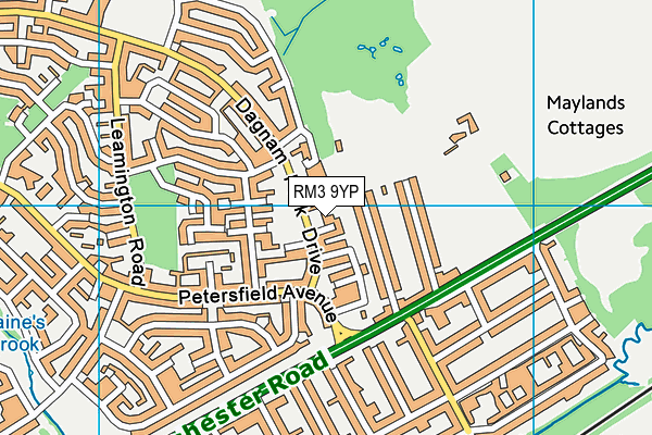 RM3 9YP map - OS VectorMap District (Ordnance Survey)
