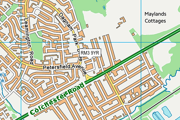 RM3 9YR map - OS VectorMap District (Ordnance Survey)