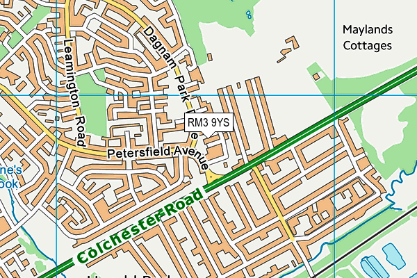 RM3 9YS map - OS VectorMap District (Ordnance Survey)