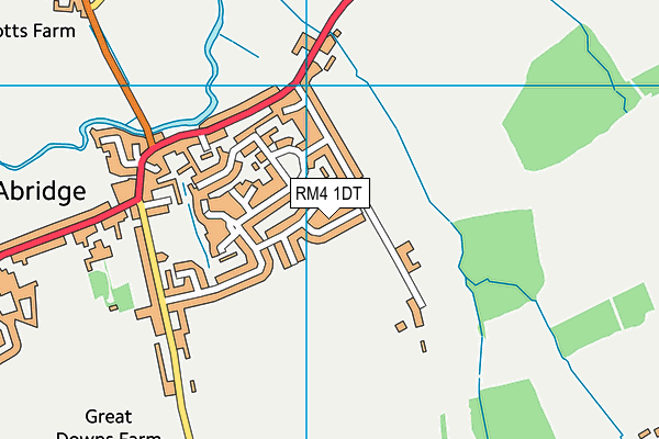 RM4 1DT map - OS VectorMap District (Ordnance Survey)