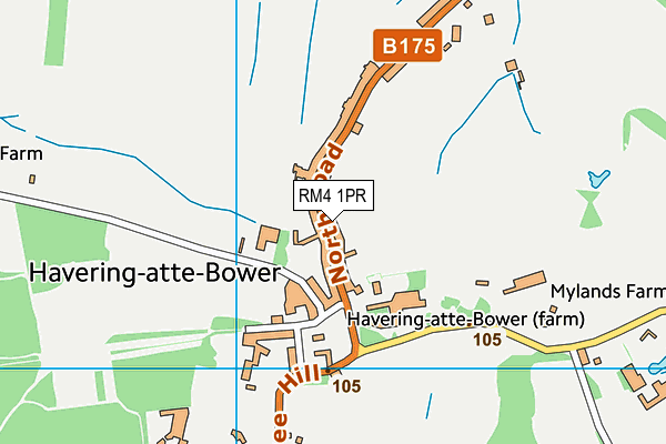 RM4 1PR map - OS VectorMap District (Ordnance Survey)