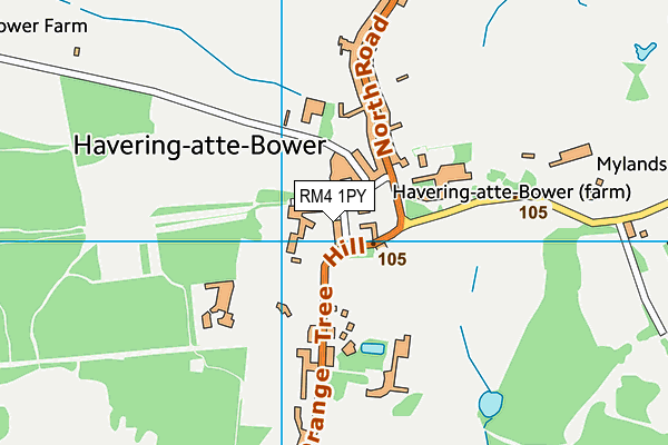 RM4 1PY map - OS VectorMap District (Ordnance Survey)