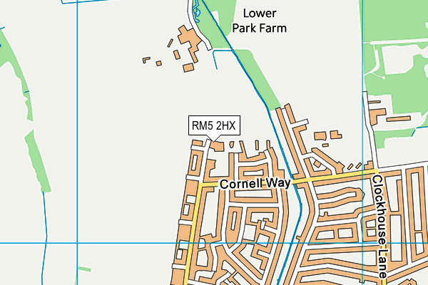 RM5 2HX map - OS VectorMap District (Ordnance Survey)