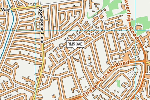 RM5 3AE map - OS VectorMap District (Ordnance Survey)