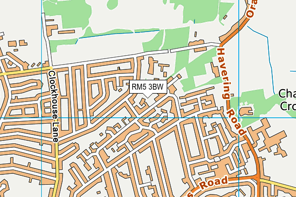 RM5 3BW map - OS VectorMap District (Ordnance Survey)