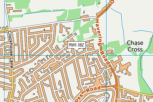 RM5 3BZ map - OS VectorMap District (Ordnance Survey)