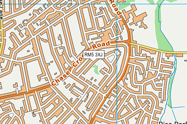 RM5 3XJ map - OS VectorMap District (Ordnance Survey)