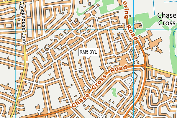 RM5 3YL map - OS VectorMap District (Ordnance Survey)