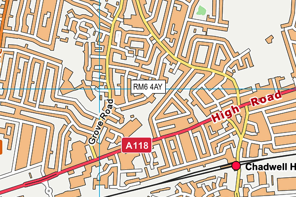 RM6 4AY map - OS VectorMap District (Ordnance Survey)