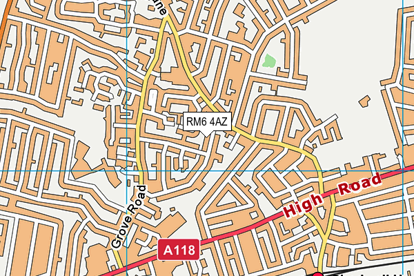 RM6 4AZ map - OS VectorMap District (Ordnance Survey)