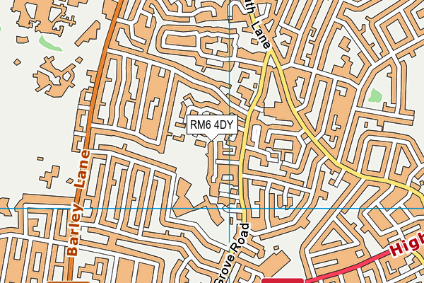 RM6 4DY map - OS VectorMap District (Ordnance Survey)