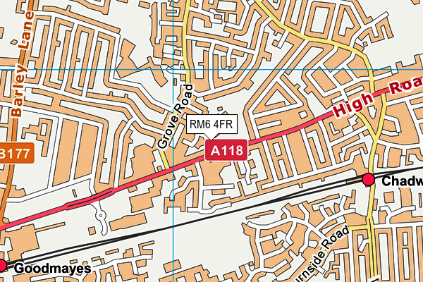 RM6 4FR map - OS VectorMap District (Ordnance Survey)