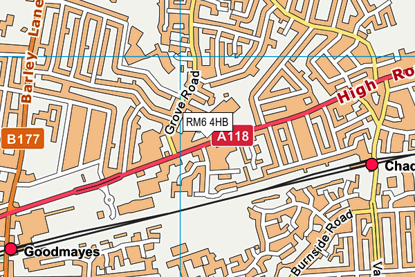 RM6 4HB map - OS VectorMap District (Ordnance Survey)