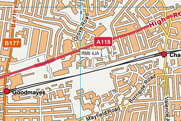 RM6 4JA map - OS VectorMap District (Ordnance Survey)