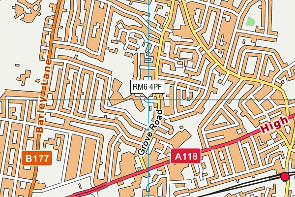 RM6 4PF map - OS VectorMap District (Ordnance Survey)