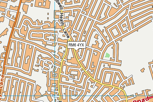 RM6 4YX map - OS VectorMap District (Ordnance Survey)