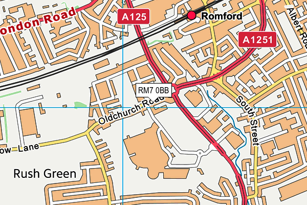RM7 0BB map - OS VectorMap District (Ordnance Survey)