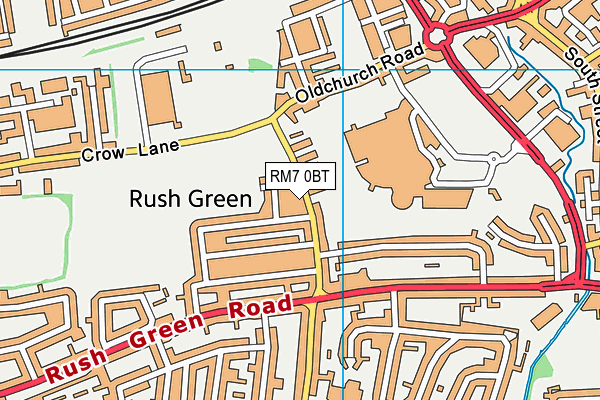 RM7 0BT map - OS VectorMap District (Ordnance Survey)