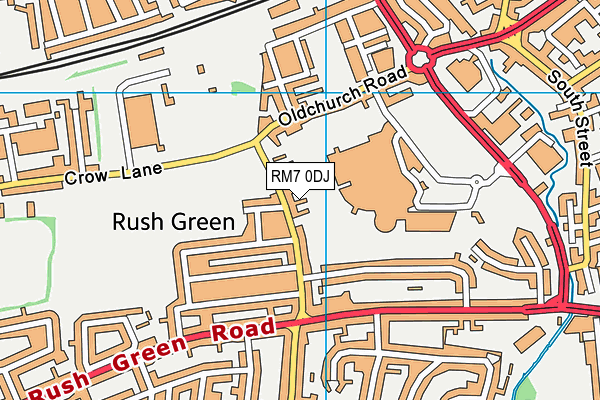 RM7 0DJ map - OS VectorMap District (Ordnance Survey)