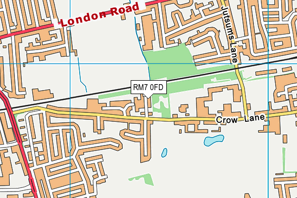 RM7 0FD map - OS VectorMap District (Ordnance Survey)