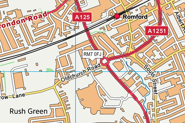 RM7 0FJ map - OS VectorMap District (Ordnance Survey)