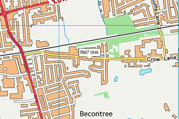 RM7 0HA map - OS VectorMap District (Ordnance Survey)