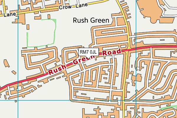 RM7 0JL map - OS VectorMap District (Ordnance Survey)