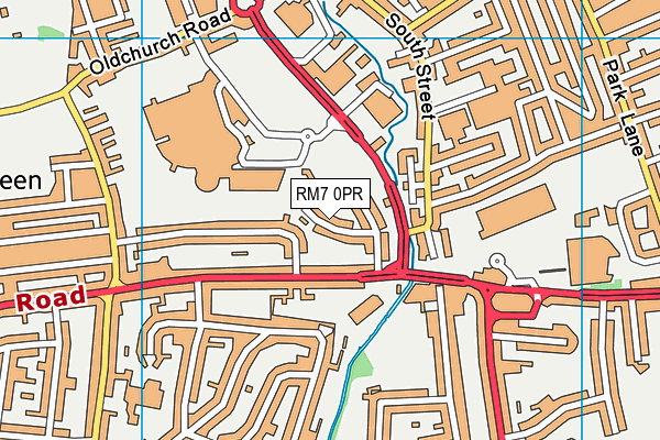 RM7 0PR map - OS VectorMap District (Ordnance Survey)